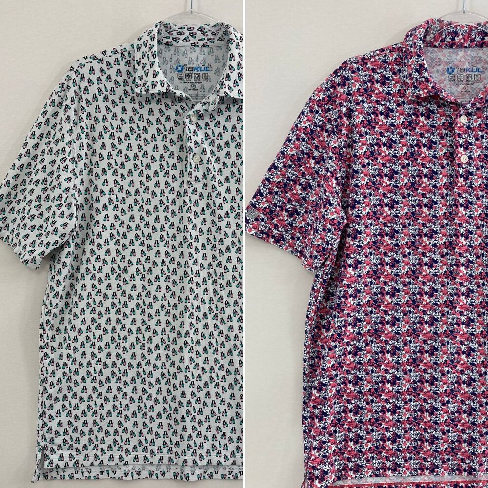Set of Two IBKUL Mens‎ Large Polo Shirt Short Sleeve Active Golf Outdoor Travel